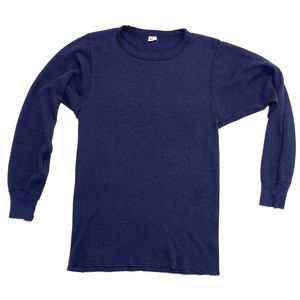 Vintage 1970’s Hanes Thermal Shirt Navy Long Sleeve Baseball Fits Mens S